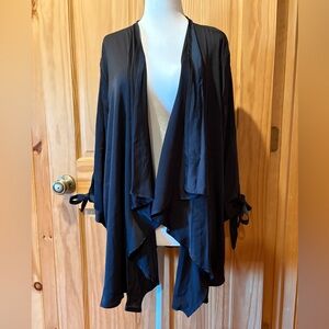 BloomChic black open front cardigan with tie sleeves women’s 14-16 NWT